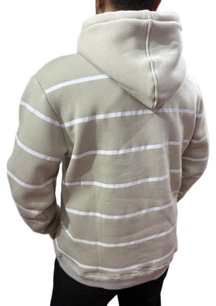 3 Iplik Kapşonlu Sweatshirt Krem modelleri