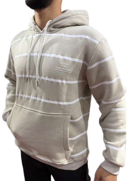 3 Iplik Kapşonlu Sweatshirt Krem fırsatları