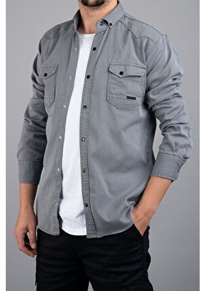 Slim Fit Erkek Kot Gömlek Gri fiyatları