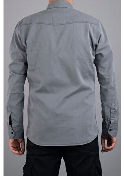 Slim Fit Erkek Kot Gömlek Gri indirimleri