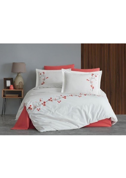 Sakura Nakışlı %100 Pamuk Çift Kişilik Nevresim Takımı Krem fiyatları
