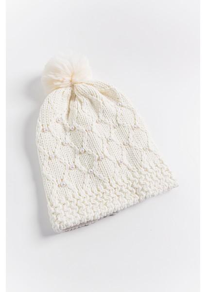 Inci Süslemeli Ponponlu 9-15 Yaş Kız Çocuk Bere