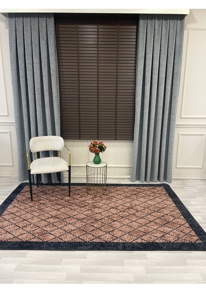 Kahverengi-Siyah Jüt Sisal Görünüm Bordürlü Kaymaz Taban Yolluk Halı