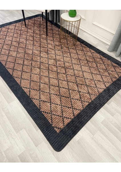 Kahverengi-Siyah Jüt Sisal Görünüm Bordürlü Kaymaz Taban Yolluk Halı modelleri