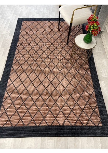 Kahverengi-Siyah Jüt Sisal Görünüm Bordürlü Kaymaz Taban Yolluk Halı fırsatları