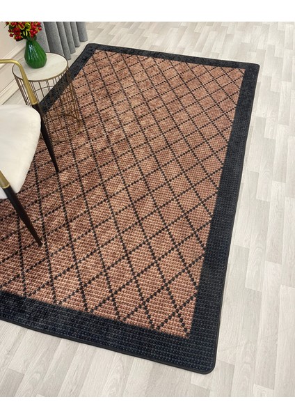 Kahverengi-Siyah Jüt Sisal Görünüm Bordürlü Kaymaz Taban Yolluk Halı indirimleri