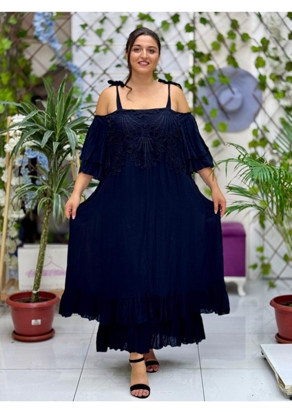 VL1900 Ip Askılı Ön Arka Dantel Vual Elbise Siyah fiyatları