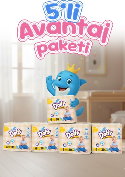 Bebek Bezi 6 Beden Ekonomik Fırsat Paketi 150 Adet 15+ (30X5 Paket)
