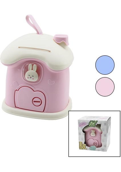 BÜYÜK=18X16X18CM Ev Modeli Kilitli Renkli Plastik Çocuk Kumbara Tavşan Figürlü (4915) fiyatları