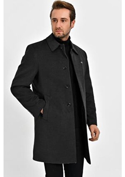 Füme Polyester Karışımlı Uzun Palto Ceket Yaka Casual Stil fiyatları