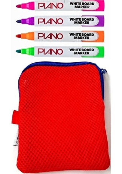 4 Adet Ufen Renkli Beyaz Tahta Kalemi & Kırmızı Kalemlik