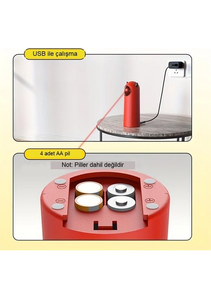 Evcil Hayvan Lazer Oyuncağı Otomatik Dönen, Usb/pilli, 4 Modlu Kedi Köpek Eğlencesi