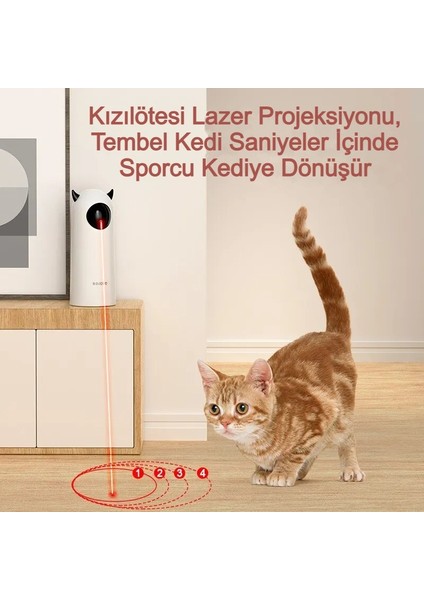 Evcil Hayvan Lazer Oyuncağı Otomatik Dönen, Usb/pilli, 4 Modlu Kedi Köpek Eğlencesi
