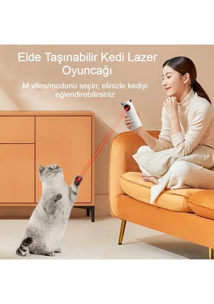 Evcil Hayvan Lazer Oyuncağı Otomatik Dönen, Usb/pilli, 4 Modlu Kedi Köpek Eğlencesi