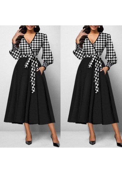 Kadın Uzun Kollu Kruvaze Yaka Dalgıç Krep Midi Boy Elbise modelleri