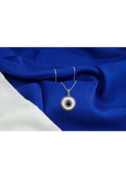 925 Ayar Gümüş Oltu Taşı Yuvarlak Kolye SK0006 fırsatları