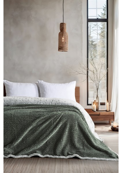 Alora Battaniye Çift Kişilik Koyu Yeşil