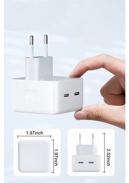 Yeni Nesil Pd Type-C Uyumlu Çift USB-C Girişli Adaptör 50W Şarj Başlığı modelleri