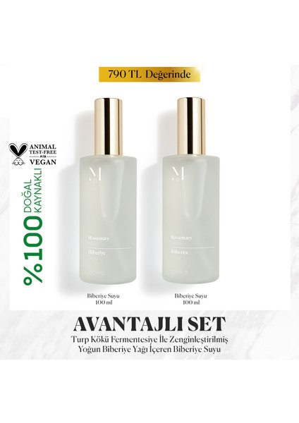 Biberiye Suyu Saç Toniği 100 ml 2'li Set