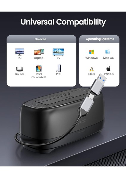 6819C3 Sata 2.5"/3.5" Yuvalı, Kolay Klon, Type-C To USB-A,10GBPS USB 3.2,tak Çalıştır,dock Istasyon