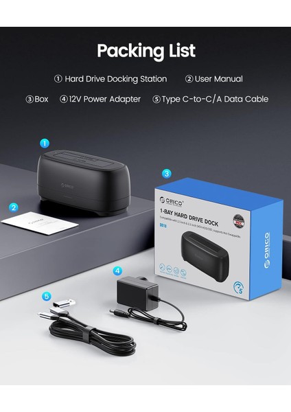 6819C3 Sata 2.5"/3.5" Yuvalı, Kolay Klon, Type-C To USB-A,10GBPS USB 3.2,tak Çalıştır,dock Istasyon