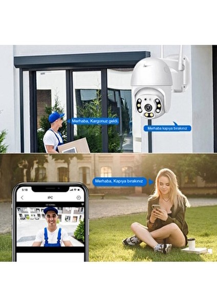 360 Dönebilen Kablosuz Wifi Ip Kamera Speed Dome 1080p FullHD Gece Görüşlü Hareketli Dış Mekan Sesli New Edition fırsatları