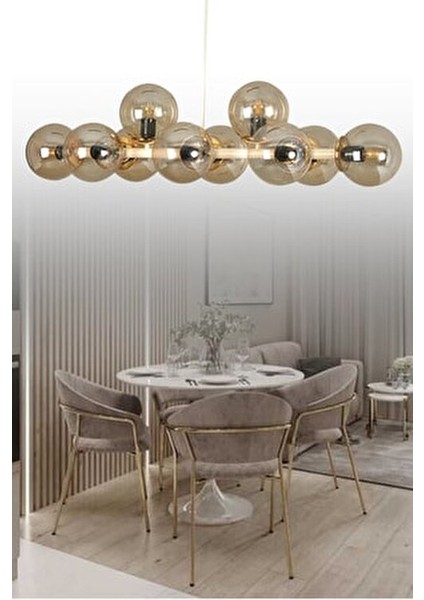 Luxury Modern Tasarım Beyaz 10'lü Bal Glop Camlı Avize