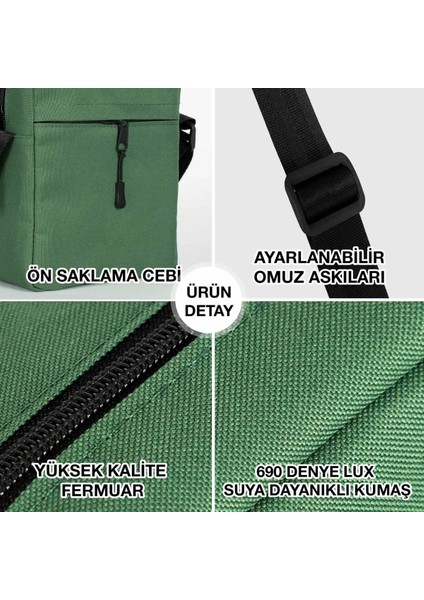 Gojira Logo Omuz Çantası Fermuarlı Yeşil Renk indirimleri