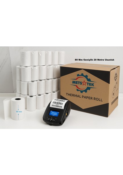 Termal Yazarkasa ve Pos Rulosu 80 mm x 20 Metre 100 Lü Koli