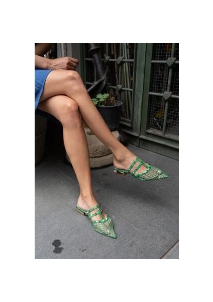 Alice Kadin Yeşil File Detay Terlik fırsatları