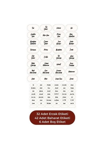 80 Adet Erzak ve Baharat Etiketi