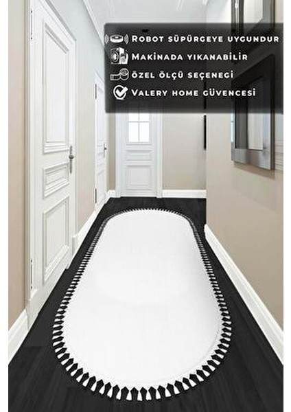 Vl Oval Comfort Ponpon Saçaklı Peluş Yolluk Beyaz