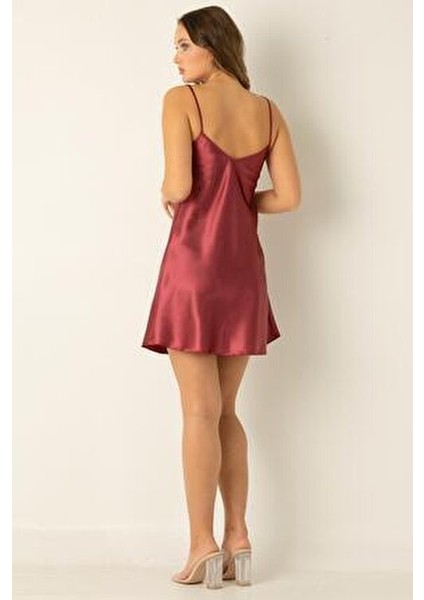 Ince Askılı Mini Saten Gecelik