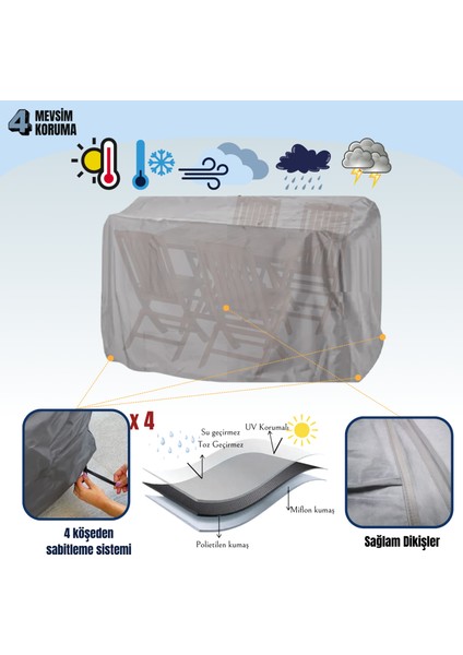 Bahçe Mobilya Koruma Örtüsü Branda 160X160X80 cm - Santimetre, Su Geçirmez, Güneşten Korur fiyatları