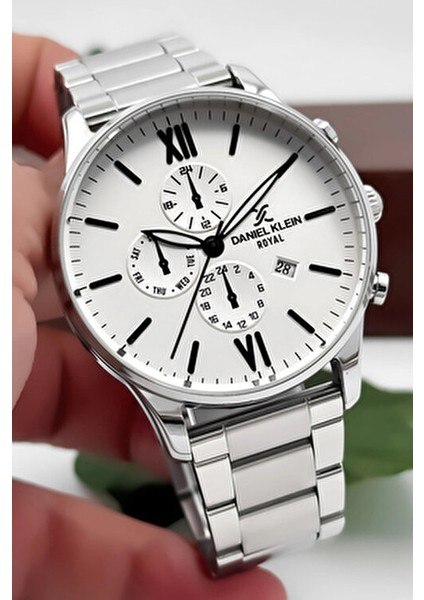 Erkek Kol Saati Takvimli Çelik Kordon Çelik Kasa Gümüş-Beyaz Renk Bileklik Hediyesi Ile fırsatları