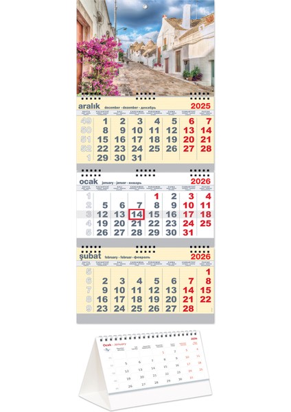 2026 Büyük Boy Gemici Takvimi Sarı + Sokaklar Piramit Takvimi