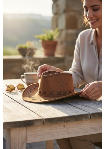 Erkek - Kadın Süet ipli Kovboy Şapkası fiyatları