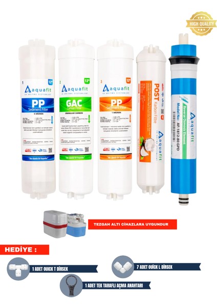 Kapalı Kasa Su Arıtma Cihazı İki Tarafı Çubuklu 5'li Filtre Seti