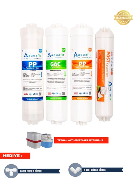 Kapalı Kasa Su Arıtma Cihazı Iki Tarafı Çubuklu 4'lü Filtre Seti