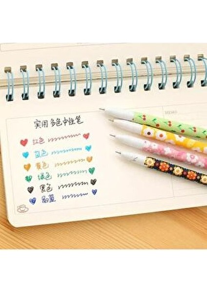 Çiçekli Renkli Kalem Seti 6lı Jel modelleri