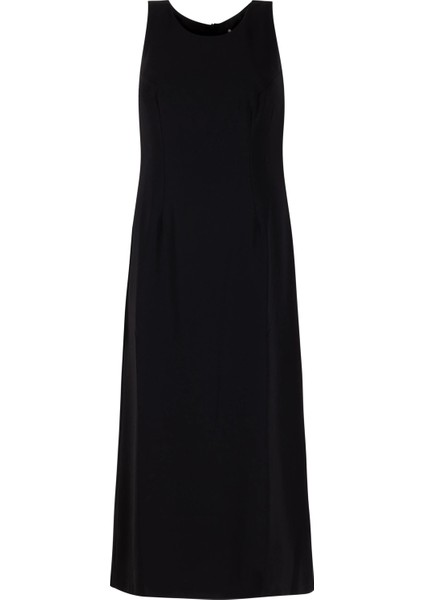 Büyük Beden Astarlı Kolsuz Elbise-Siyah