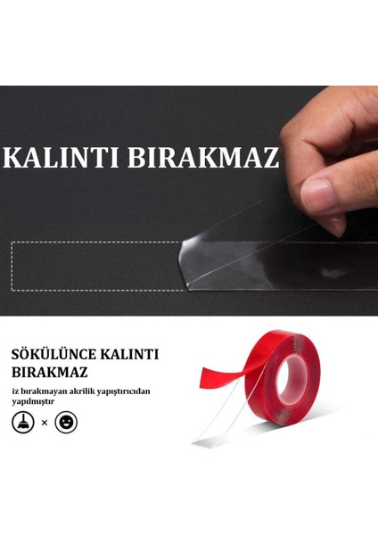 Çift Taraflı Bant Şeffaf Silikonlu Su Geçirmez Akrilik Montaj Bandı 5 Metre (5m x 10 Mm) fırsatları