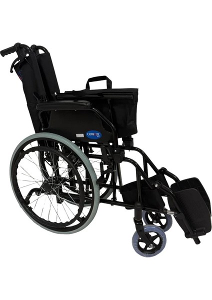 Çelik Transfer Tekerlekli Sandalye | Katlanabilir, Emniyet Kemerli ve Refakatçi Frenli DM-863-20