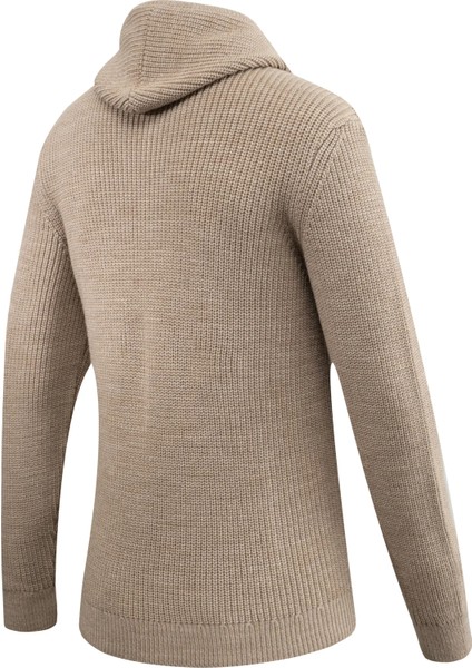 Erkek Kapüşonlu Fermuarlı Triko Hırka Selanik Örgü Cepli Klasik Kalıp - 5249K fırsatları