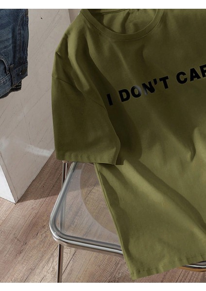 -Erkek I Dont Care Baskılı Kısa Kol %100 Pamuk T-Shirt fiyatları