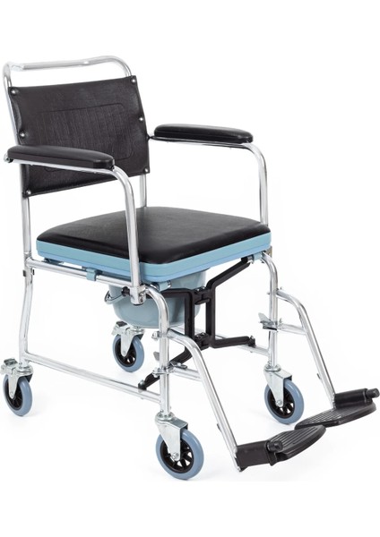 Tuvaletli Tekerlekli Sandalye | Nikelaj Kaplama Çelik Şase, Ayarlanabilir Ayaklık KY689