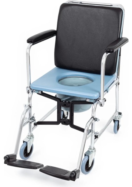 Tuvaletli Tekerlekli Sandalye | Nikelaj Kaplama Çelik Şase, Ayarlanabilir Ayaklık KY689