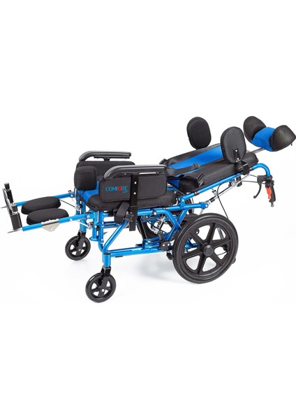 Pediatrik Tekerlekli Sandalye | Yatarlı ve Tilt Özellikli, Göğüs ve Bacak Destekli, File Kumaş Döşemeli DY01958LBCJ-38 Cp fırsatları