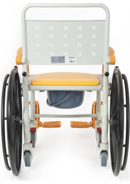 Banyo ve Tuvalet Sandalyesi Turuncu | 6 Tekerlekli Çift Kullanım, Paslanmaz Plastik Gövde, Lazımlıklı DM-8088B fırsatları