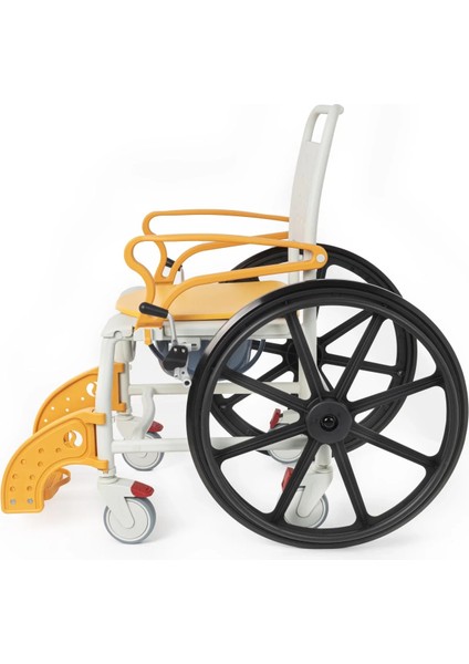 Banyo ve Tuvalet Sandalyesi Turuncu | 6 Tekerlekli Çift Kullanım, Paslanmaz Plastik Gövde, Lazımlıklı DM-8088B indirimleri